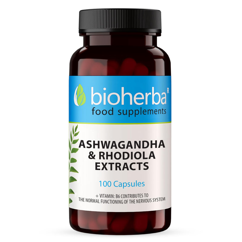 Ashwagandha Rhodiola Complex – 100 Capsules | Adaptogen Formula with B-Vitamins for Energy and Mental Performance by BIOHERBA 100 pcs