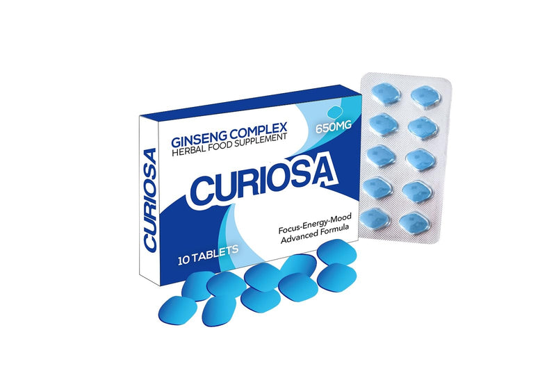 CURIOSA Blue 650mg | Stronger | Longer | Harder | Performance | Extra Strength Enhancing Pills, Stamina Endurance Booster Supplement Pills for Men | 10 Ginseng Tablets