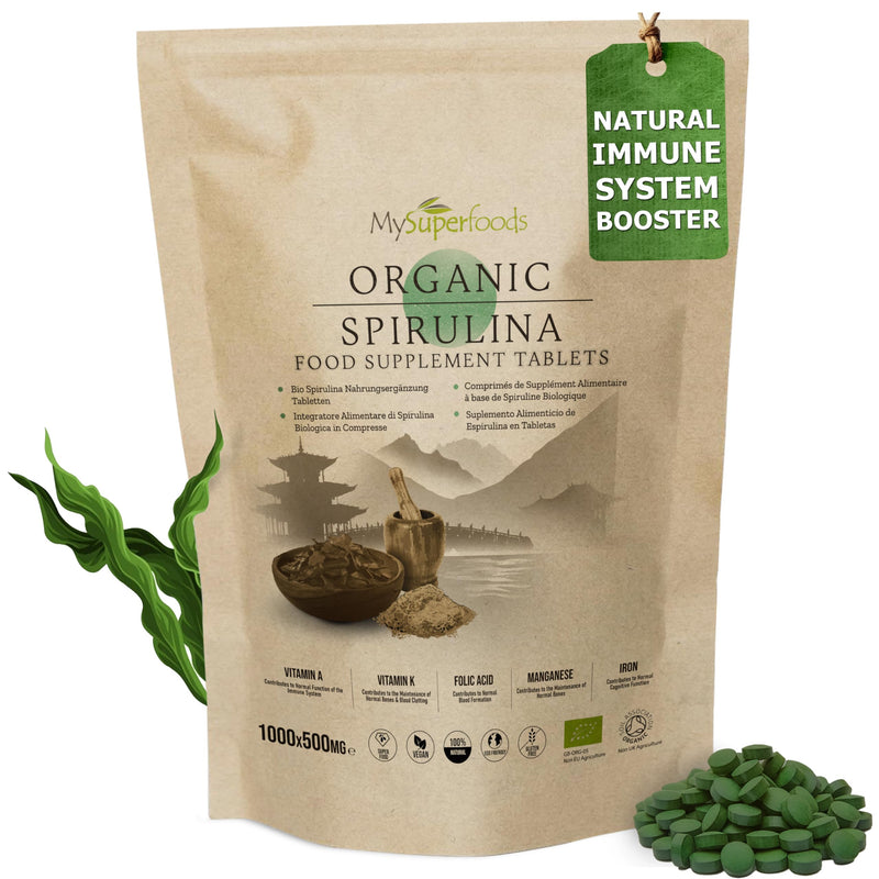 Spirulina Tablets | 5000mg per Serving | 1000 Tablets | Organic | Immune Support Booster | MySuperfoods Spirulina 1000 count (Pack of 1)