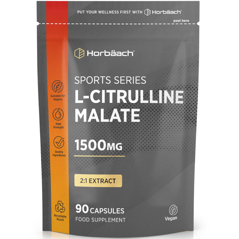 L Citrulline Malate Capsules | High Strength 1500mg Supplement for Men and Women | 2:1 Extract | 90 Count | Suitable for Vegans & Vegetarians | by Horbaach