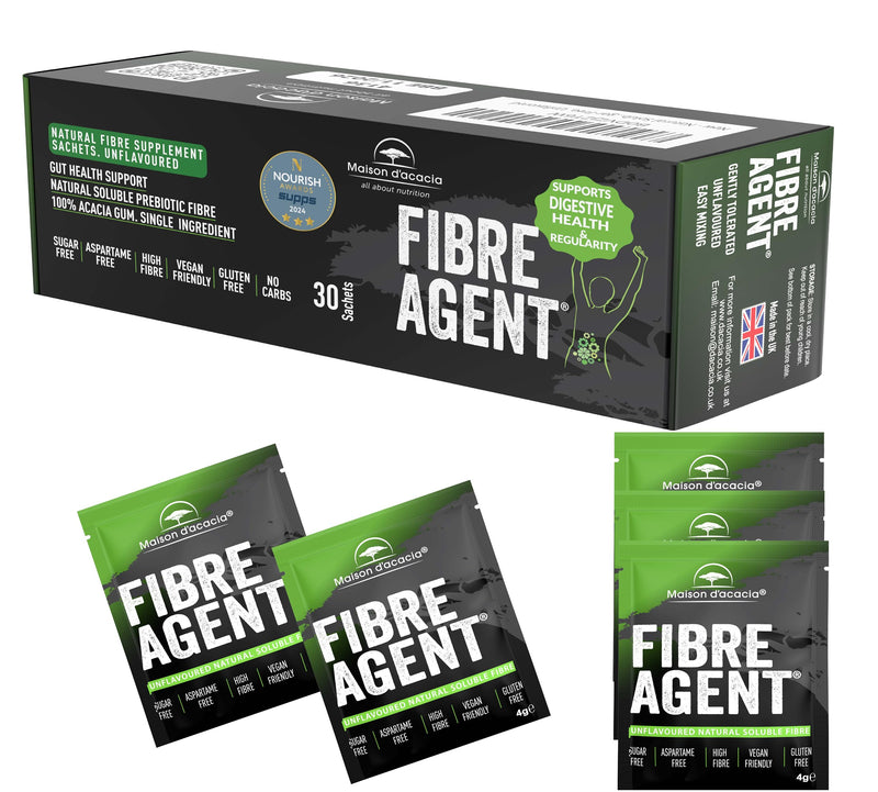 Fibre Supplement Sachets 30 Pack – Soluble Prebiotic Fibre for Gut Health & Regularity – Natural Acacia Fibre Powder – Unflavoured, No Sugar – Gentle Psyllium Husk & Inulin Alternative