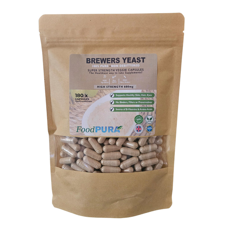 180 x 600mg Brewers Yeast Capsules 100% Pure & Natural Not Debittered HACCP Certified Manufactured in The UK (180) 180