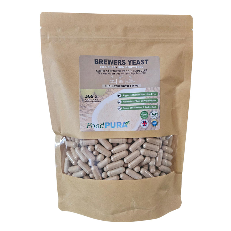 365 x 600mg Brewers Yeast Capsules 100% Pure & Natural Not Debittered HACCP Certified Manufactured in The UK (365) 365
