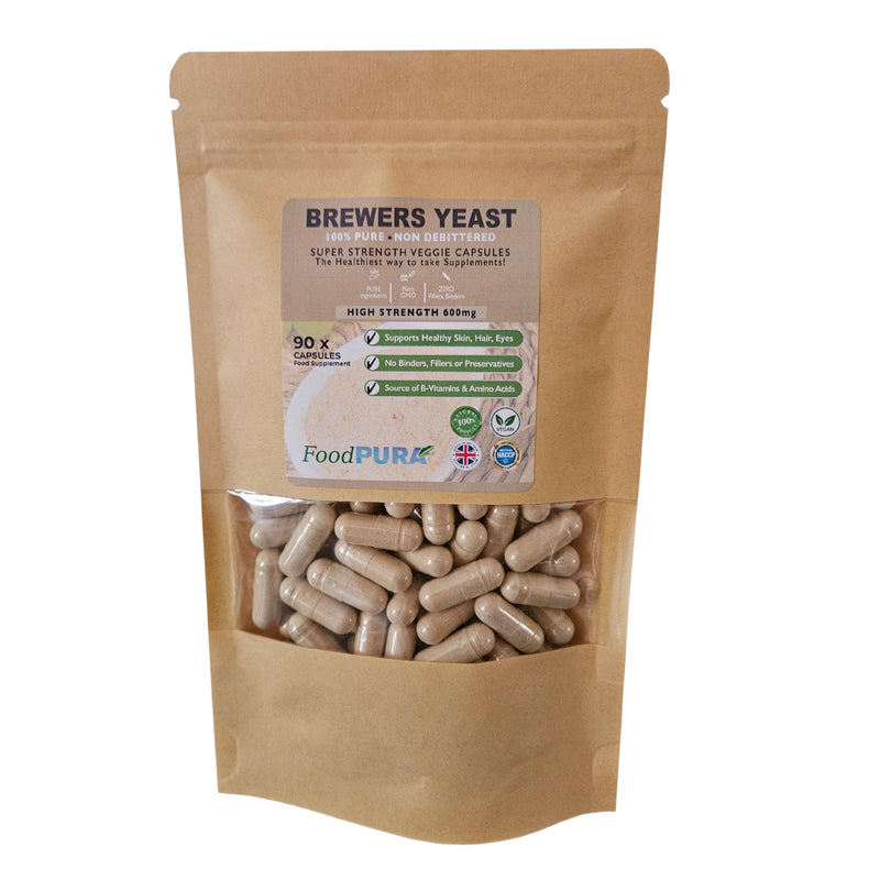 90 x 600mg Brewers Yeast Capsules 100% Pure & Natural Not Debittered HACCP Certified Manufactured in The UK (90) 90