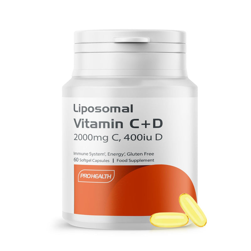 ProHealth Liposomal Vitamin C 2000mg + Vitamin D3 400IU - High Absorption Softgels | Immune Support, Antioxidant, Collagen & Bone Health | Non-GMO, Gluten-Free, Made in UK, 30-Day Supply Vitamin C + D3 400IU