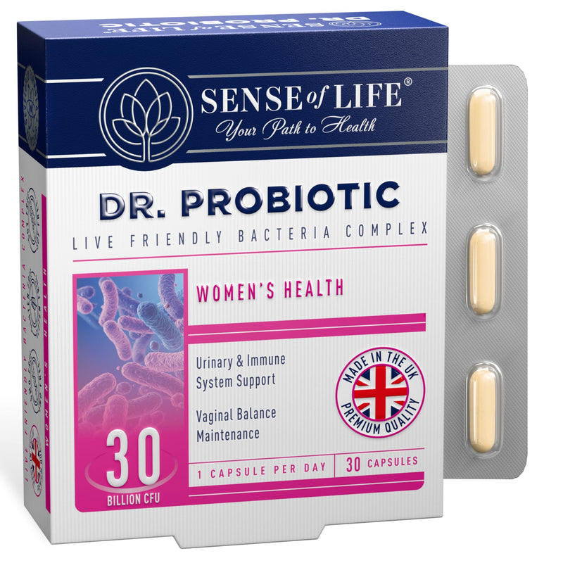 Sense of Life Dr. Probiotic Complex for Women's Health, 30 Capsules – 30 Billion CFU – Probiotics & Prebiotics, D-Mannose & Cranberry - Supports Women's Intimate Flora, Gut & Urinary Health