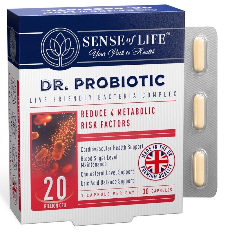 Sense of Life Dr. Probiotic Complex for Metabolic Health, 30 Capsules – 20 Billion CFU – 7 Probiotics Strains – Supports Gut Health, Cholesterol & Blood Sugar Balance