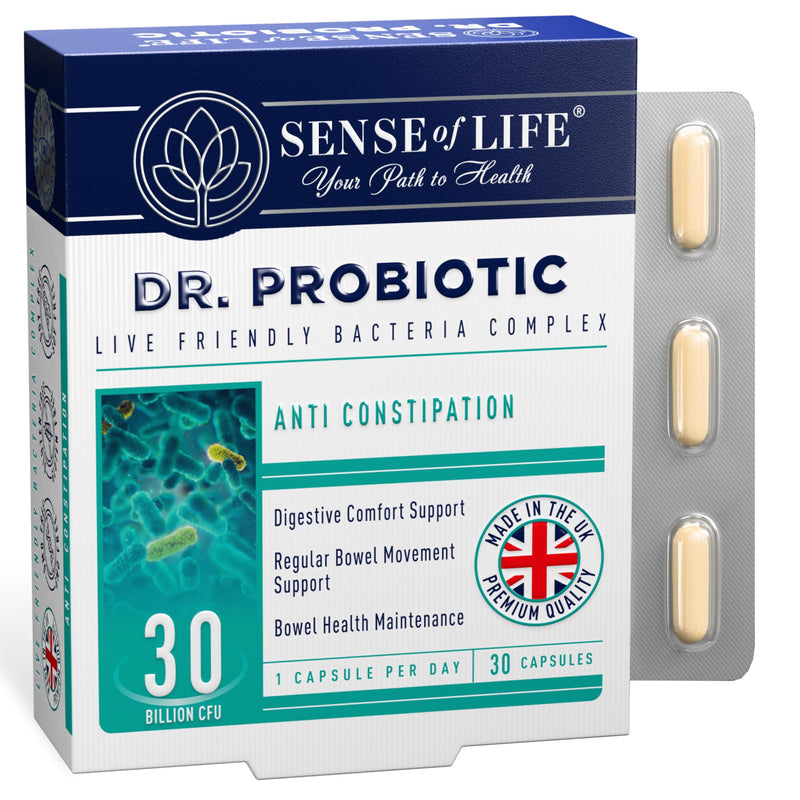 Sense of Life Dr. Probiotic Complex for Regularity Support, 30 Capsules – 30 Billion CFU – Probiotics & Prebiotics – Supports Digestive Gut Health & Regularity