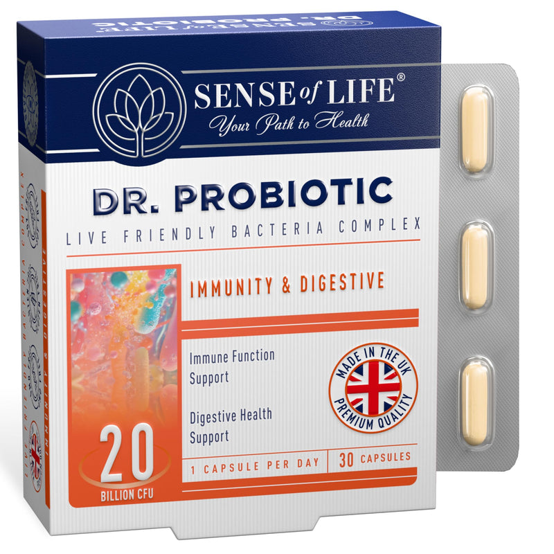 Sense of Life Dr. Probiotic Complex for Immunity & Digestive Support, 30 Capsules – 20 Billion CFU – Probiotics & Prebiotics - Supports Digestive Gut Health & Immune Function