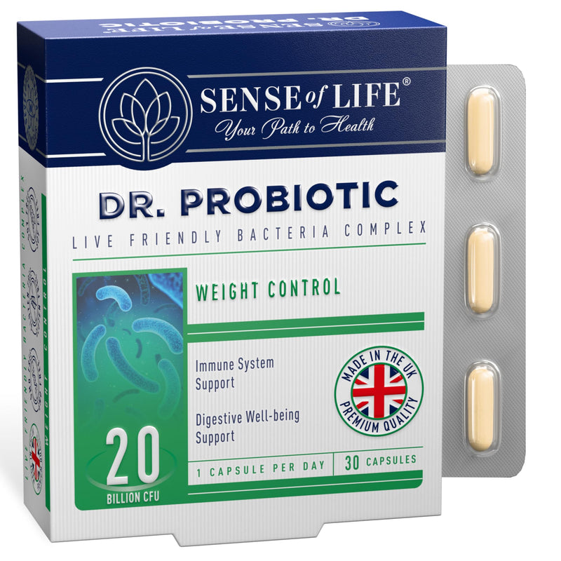 Sense of Life Dr. Probiotic Complex for Weight Management Support, 30 Capsules – 20 Billion CFU – Probiotics & Prebiotics – Supports Gut Health, Digestion & Metabolism