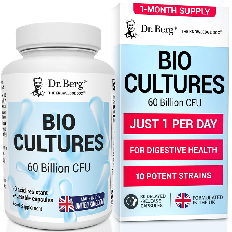 Dr. Berg Bio Cultures Complex Probiotics with Prebiotics | 60 Billion CFU | Prebiotic and Probiotic Supplements with Lactobacillus and Bifidobacterium Strains