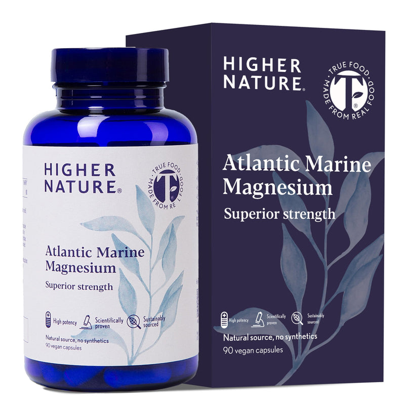 Higher Nature Atlantic Marine Magnesium Supplement 300mg - Natural Source - True Food® Formula - High Strength Magnesium Supplements - Enhance Calm, Support Bone, Muscle, Sleep & Energy - 90 Capsules 90 count (Pack of 1)