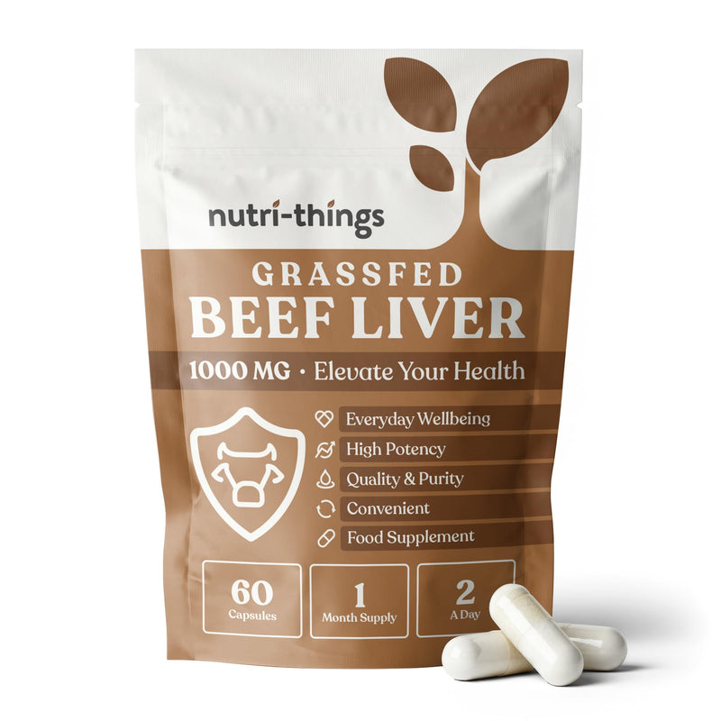 Grass Fed Beef Liver Capsules – Nutrient-Rich Organ Supplement for Energy, Immunity & Vitality – 500mg Per Capsule – Desiccated Liver Tablets – Supports Mood, Skin & Wellness – 60 Capsules