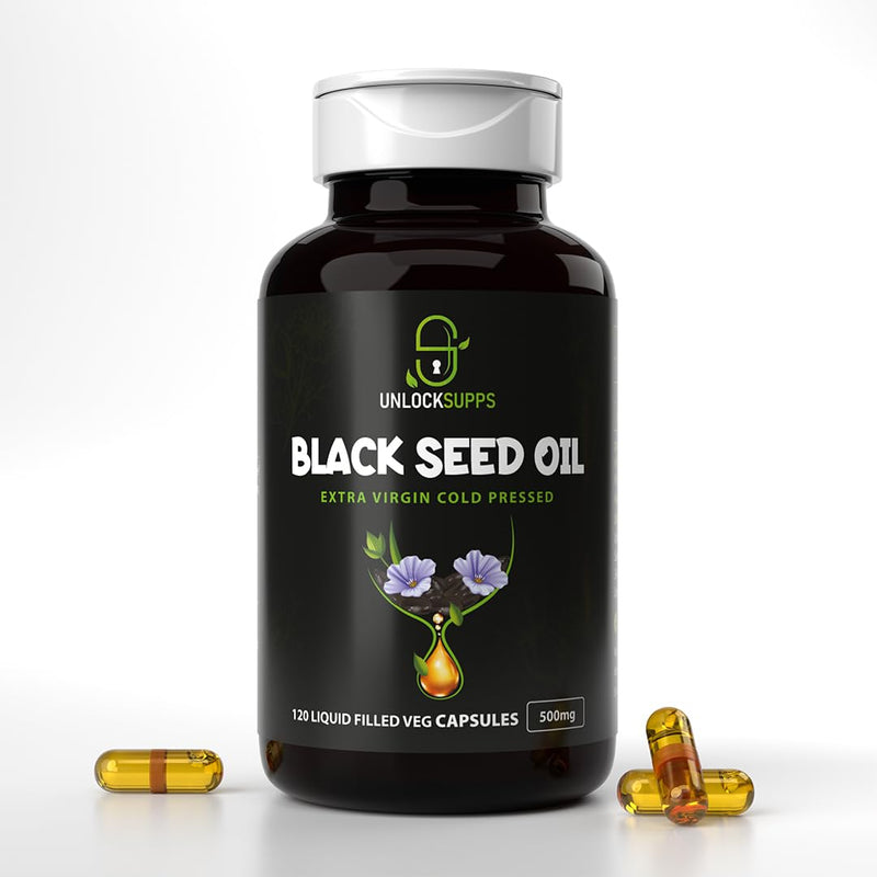 Cold Pressed Black Seed Oil Capsules – 500mg, 120 Liquid-Filled Vegan Capsules, Nigella Sativa for Immune Support, Joint Health–Fast Absorption, Heat-Resistant