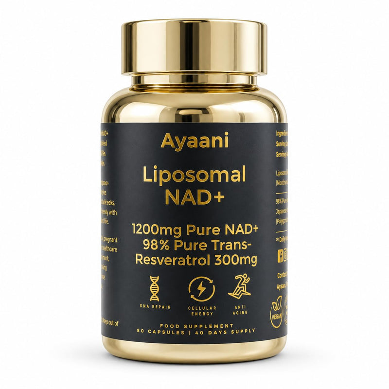 Liposomal NAD+ Supplement 1200mg | NAD Plus with 98% Trans-Resveratrol 300mg | Cellular Energy, Anti-Ageing, Longevity, Vitality & Metabolism Support | Vegan | 80 Capsules
