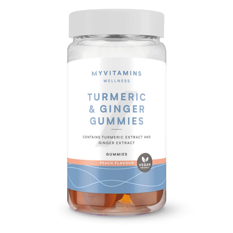 Myprotein Turmeric and Ginger Gummies - 297mg Turmeric and 45mg Ginger per Serving - Vegan and Vegetarian Friendly - Delicious Peach Flavour - Supports Joint Health and Immune Function - 60 Gummies