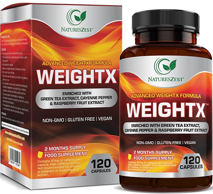 Natures Zest Advance WeightX Formula - 120 Capsules - Weight Management Supplement for Women & Men Enriched with Green Tea Extract, Cayenne Pepper & Raspberry Fruit Extract