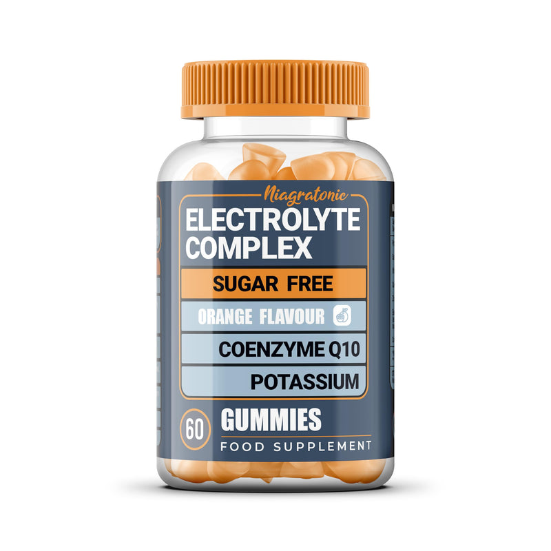 Electrolyte Gummies with Potassium & Magnesium | 60 Sugar Free Vegan Gummies | Orange Flavour | with Zinc, Calcium, Vitamin D3 & CoQ10 | 30 Day Supply
