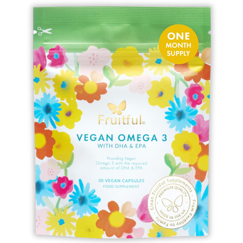Fruitful Vegan Omega 3 with DHA & EPA – EU Algae Supplement for Fertility Support & Antioxidants – Pregnancy Supplement for Women – Pure Formula – 30 Day Supply (30 Capsules, Vegan Omega 3)