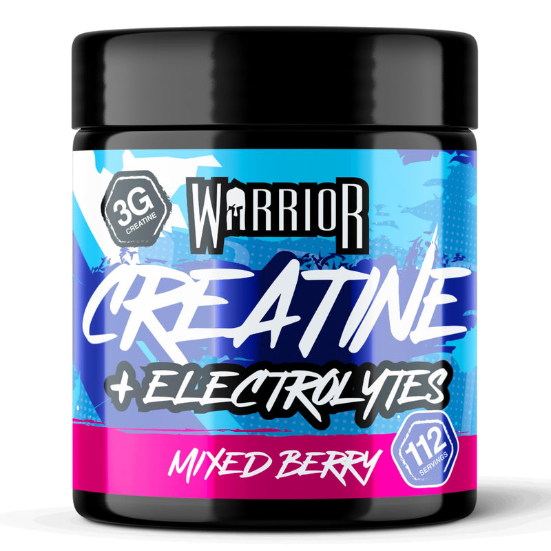 Warrior Creatine Monohydrate + Electrolytes 360g (112 Servings) – Creatine & Electrolyte Powder Drink – Micronised Creatine Powder for Strength, Performance & Hydration – Mixed Berry | 112 Servings, Micronised Creatine Powder, For Strength, Performance...