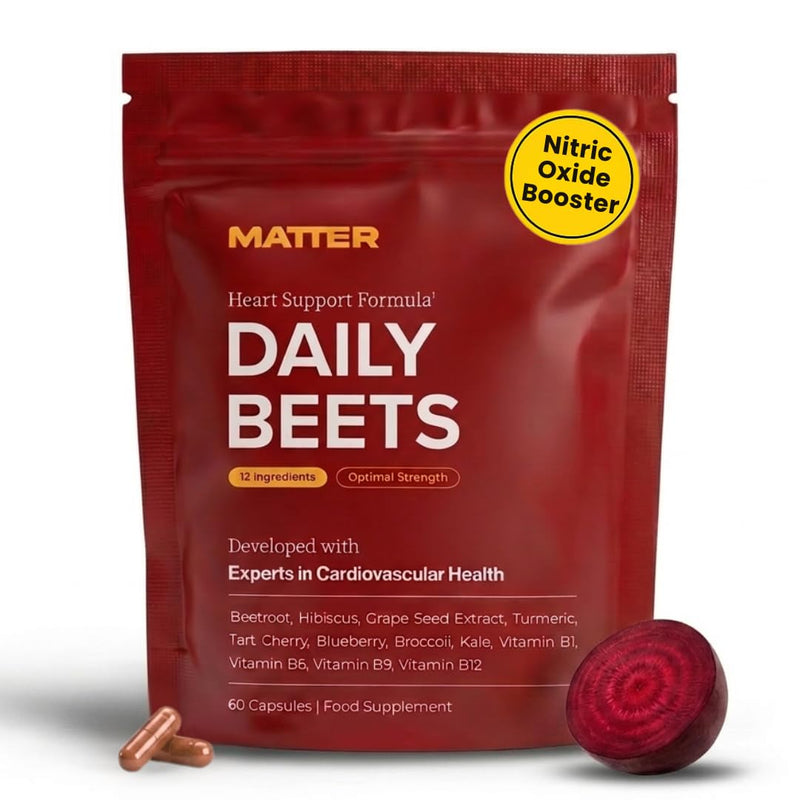 Daily Beets/Blood Flow+ - Nitric Oxide Booster Supplement - Beetroot & CoQ10 for Circulation, Heart Health & Blood Pressure Support - Beetroot for Energy & Stamina (1 Month Supply)