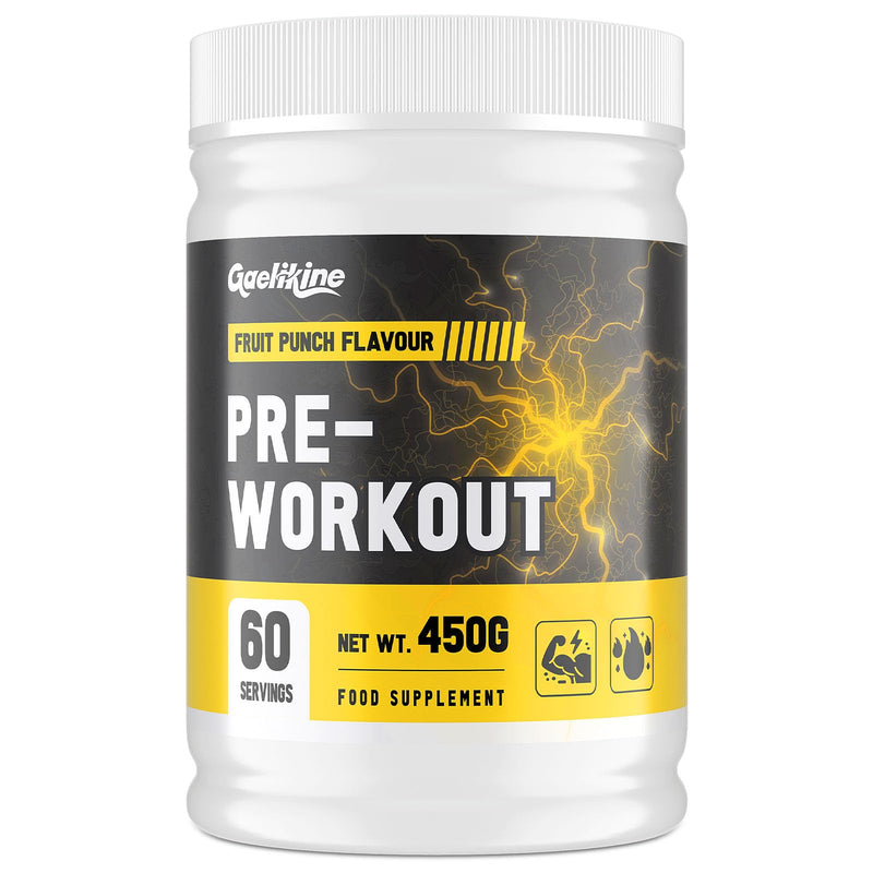 Pre Workout Powder – 60 Servings, 450g – Energy, Focus & Endurance – with Citrulline, BCAAs, Caffeine & Ashwagandha – Fruit Punch Flavour – Performance Supplement for Workout Enthusiasts