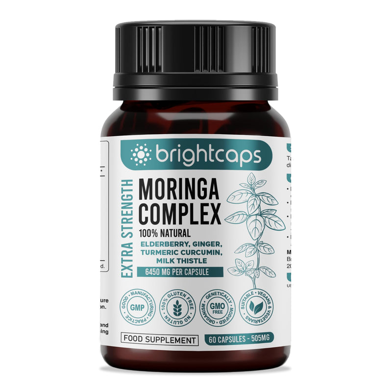 Moringa Complex - 3000mg Moringa Powder with Turmeric, Elderberry, Cranberry | Proprietary Blend with Vitamins, Antioxidants & Amino Acid - Immune Health Support | Non-GMO, Gluten Free, 60 Vegan Caps