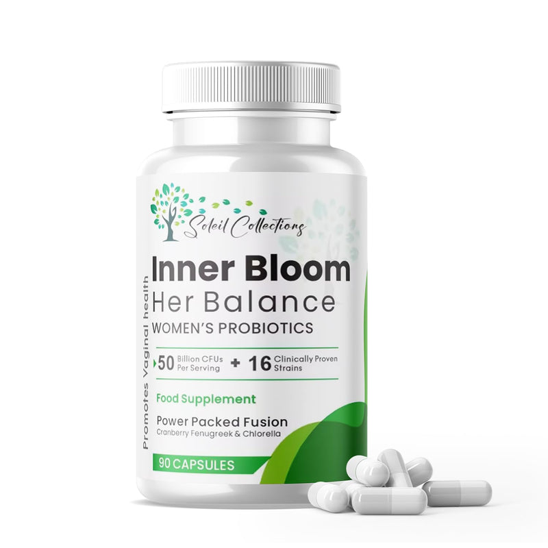 Inner Bloom Probiotics for Women | 50 Billion CFU + 15,000mg Cranberry, Fenugreek & Chlorella | Supports Intimate & Gut Health | Bio Cultures | 90 Count