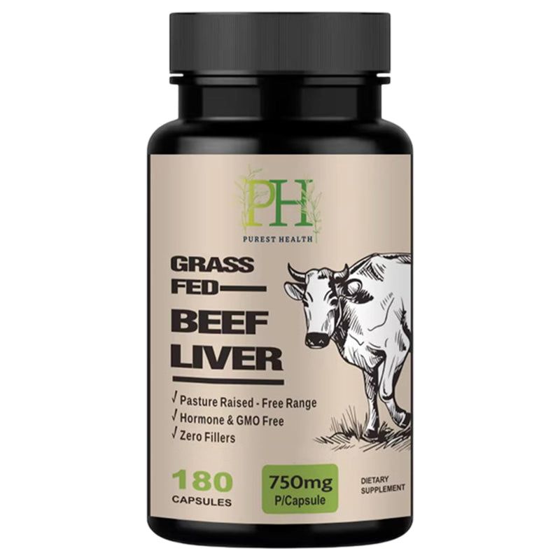 Beef Liver Capsules Grass-Fed from New Zealand – Natural Multivitamin for Energy, Iron & Focus – 750mg High Strength – 180 Capsules – No Fillers, Non-GMO 180 count (Pack of 1)