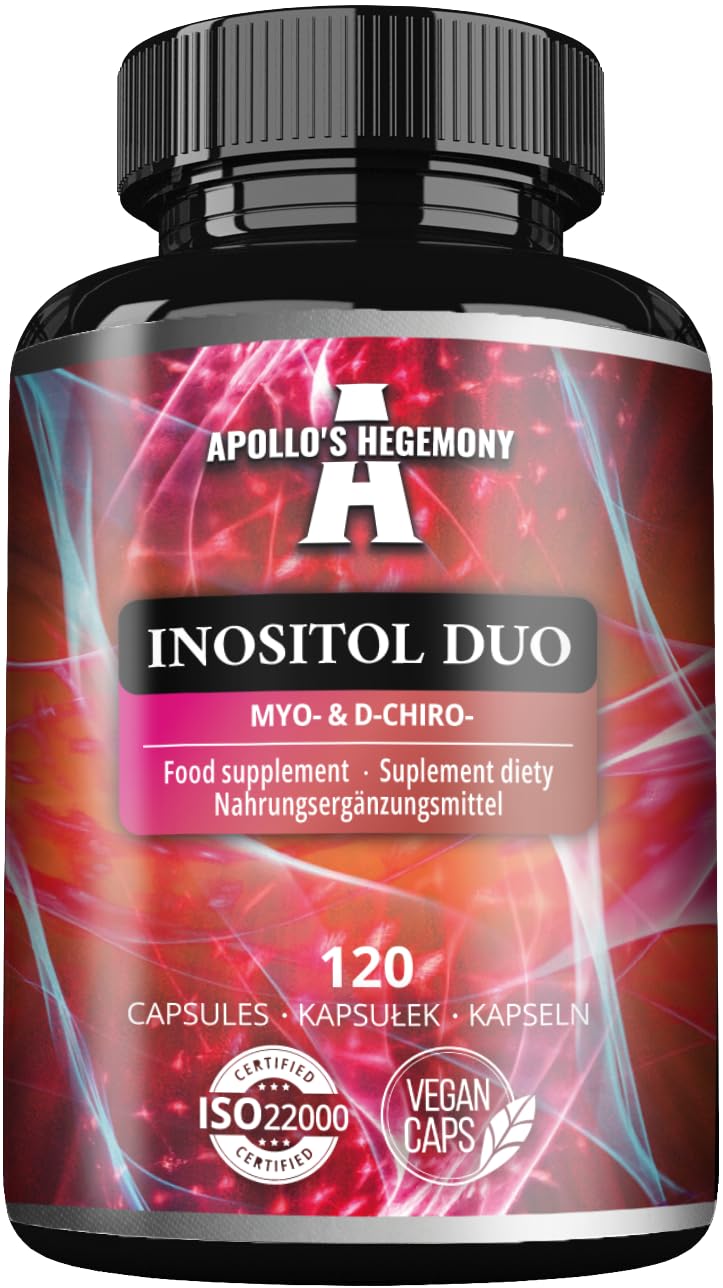Inositol Duo 120 Vegan Capsules - Myo-Inositol + D-Chiro-inositol - 615 mg per Capsule - 4 Months Supply - Vitamin B8 Supplement - by Apollo's Hegemony