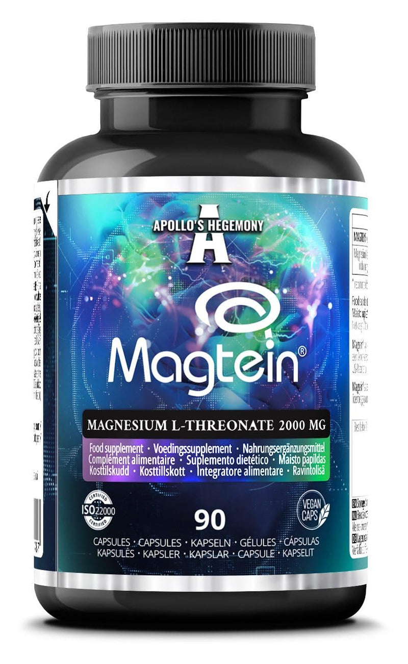 Magtein® Magnesium L-Threonate 144 mg per Daily Dose - 90 Vegan Capsules - 30-Day Supply - for Cognitive Function Support - by Apollo's Hegemony Capsule 90 count (Pack of 1)