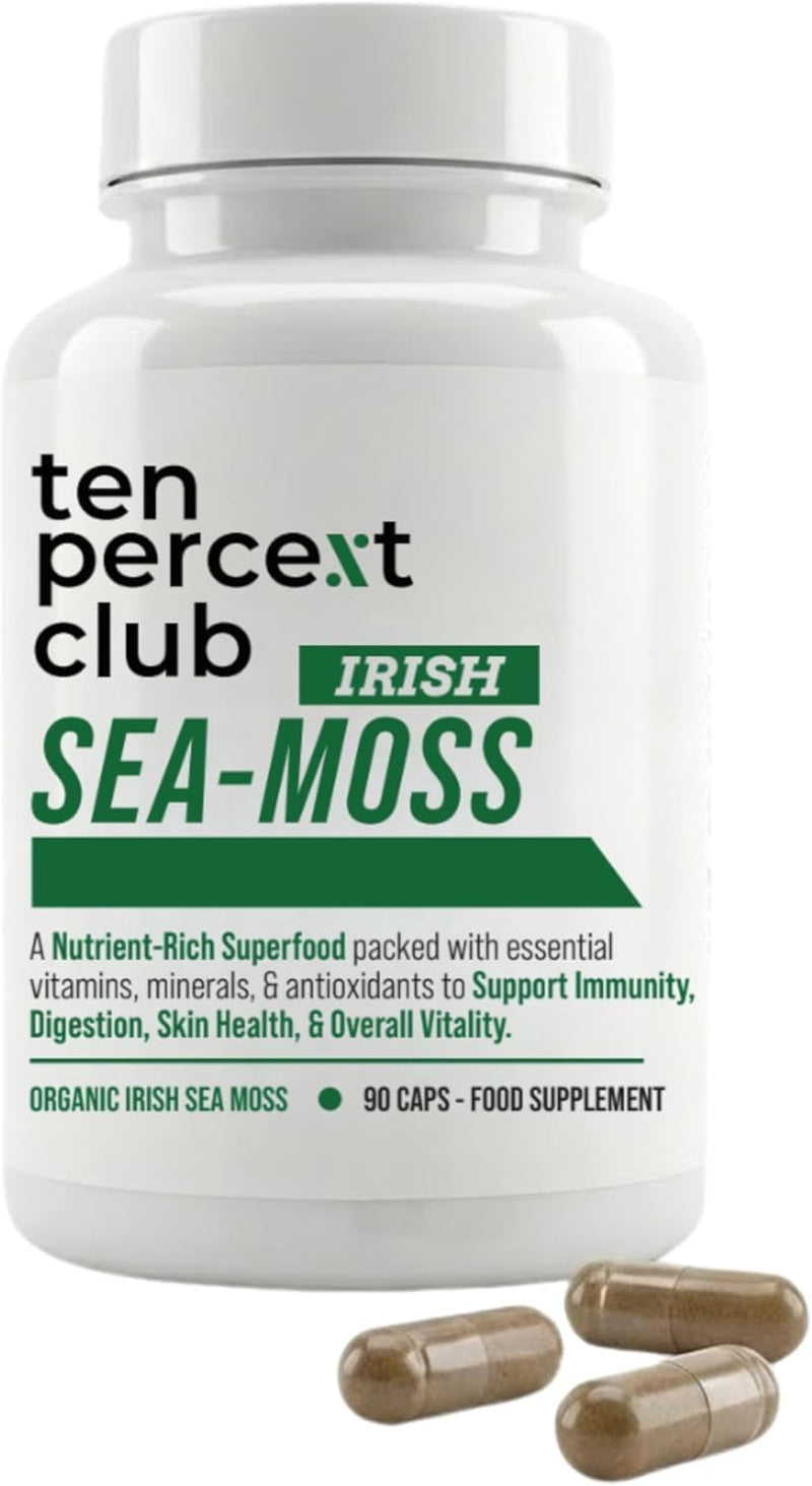 Irish Sea Moss Capsules, Immune Support & Health — Raw Sea Moss Supplement, Thyroid Function, Skin Vitality, Nutrient Absorption, Natural Superfood Blend - 90 Capsules