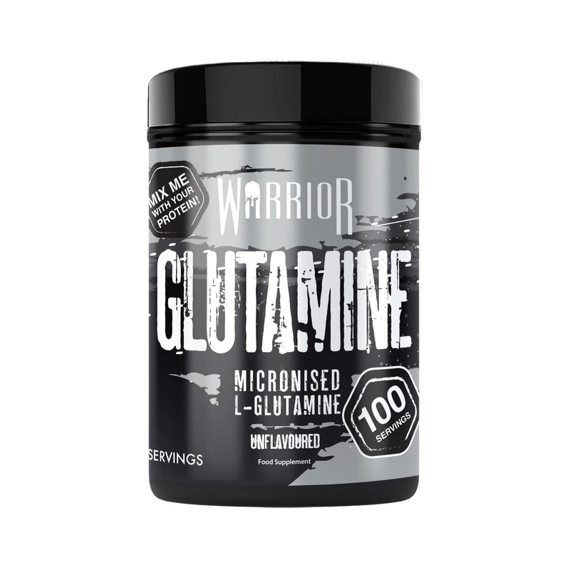 Warrior Glutamine 500g - Pure Micronised L-Glutamine Powder - Amino Acid - Muscle Growth & Recovery Supplement- Gut Health - Mix in Protein - Pre and Post Workout - 100 Servings (Unflavoured) 500g - 100 Servings
