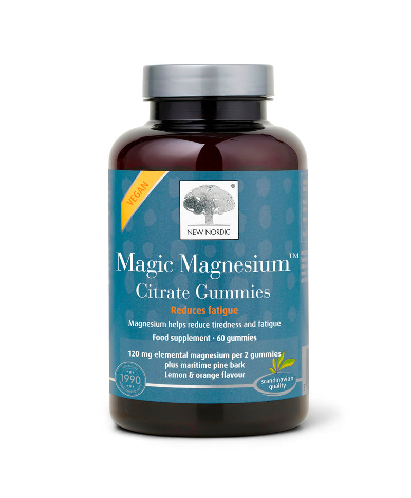 New Nordic Magic Magnesium Citrate Gummies with Maritime Pine Bark Extract, 1 Month Supply, Lemon & Orange Flavour, 60 Count (Pack of 1) 60 count (Pack of 1)