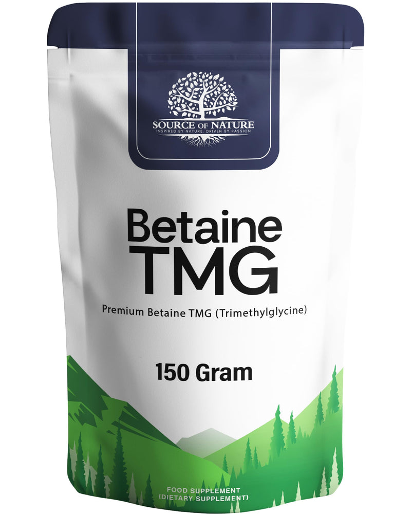 Source of Nature® | Betaine Anhydrous TMG Powder 150g | 100% Pure Trimethylglycine Supplement with Measuring Spoon | Vegan, Gluten-Free, No Additives