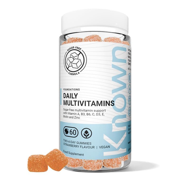 Known Daily Multivitamin Sugar-Free Gummies – Strawberry – Vegan Gummy Supplement – Vitamin A, C, D, E, B6, Biotin, Zinc, Iodine – Immune Health, Energy, Wellbeing – 1 Month Supply – for Men & Women