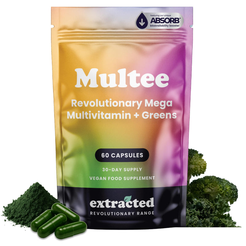Multee High Potency Multivitamin - 30 Day Supply - 40 Essential Multi Vitamins & Minerals Supplements C, D, B12, Iodine & Supergreens Blend, Daily Nutritional Support, 60 Vegan Capsules