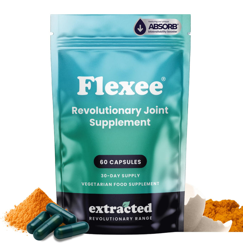 Flexee Joint Supplements - Advanced Formula with Eggshell Membrane, Glucosamine, Chondroitin, MSM & Turmeric - 60 Vegetarian Capsules, UK-Made