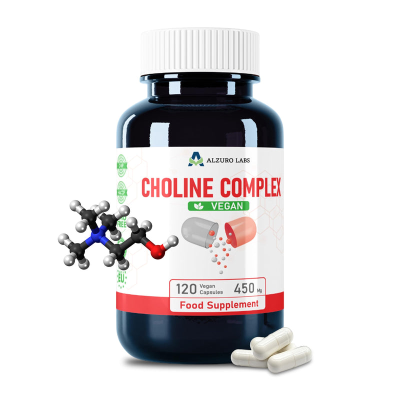 Choline Complex | Choline Bitartrate, Citicoline (CDP-Choline) & Phosphatidylserine | 120 Vegan Capsules | GMP & 3rd Party Lab Tested