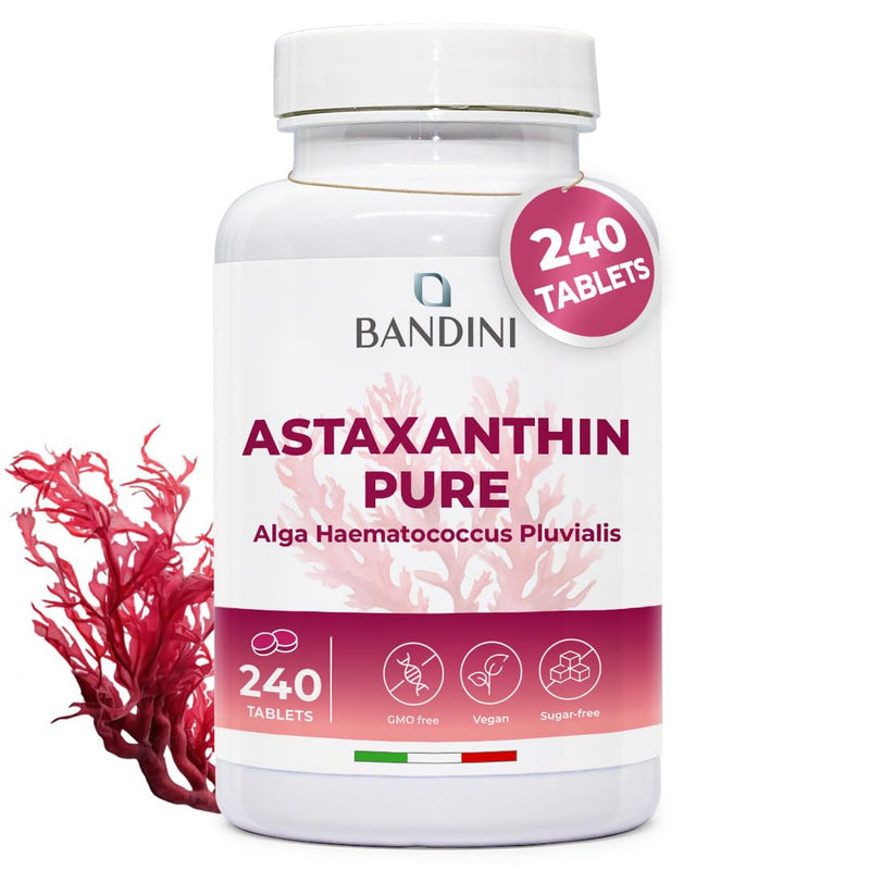 Bandini® Pure Astaxanthin 240 High Strength Tablets (8 Months Supply) | Powerful Antioxidant from Haematococcus Pluvialis Algae | Astaxanthin Supplement 8mg, Magnesium Stearate & GMO-Free | Vegan