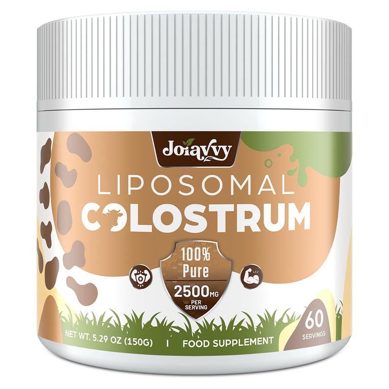 Liposomal Bovine Colostrum Powder 2500MG, 60% High IgG from First Milking, 5X Maximum Absorption, Pure Colostrum Supplement for Gut & Immunity, Easy to Mix, 60 Servings Pack of 1
