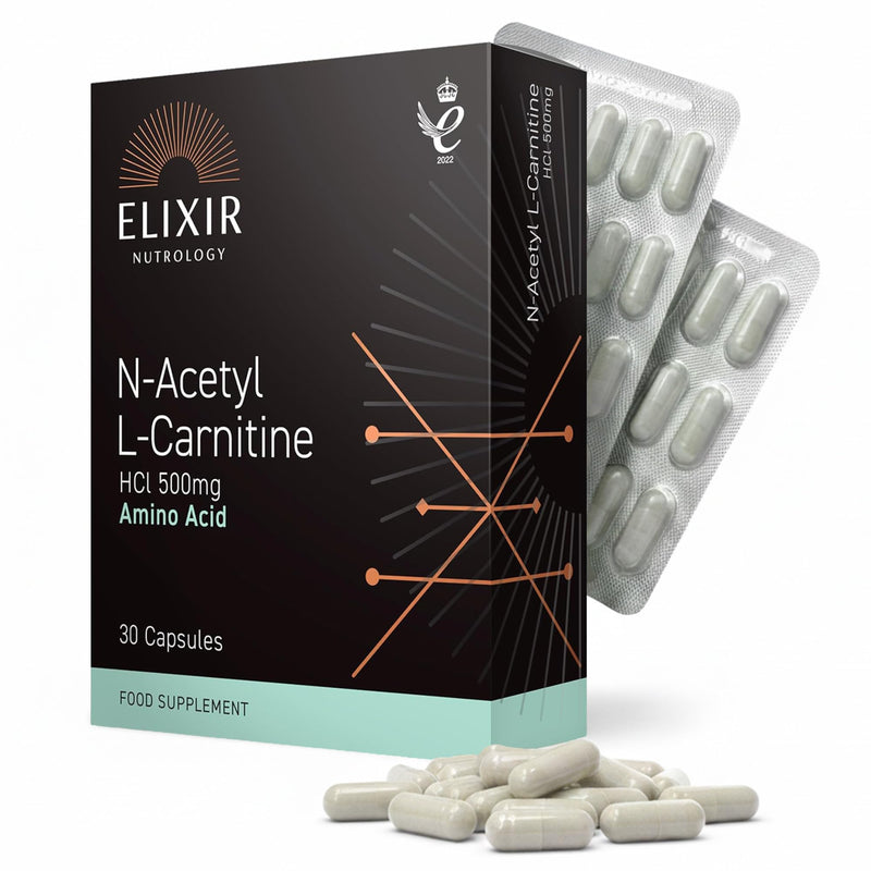 N-Acetyl L-Carnitine HCl 500mg Capsules | Supports Energy Production & Active Lifestyles | Ideal for Training & Exercise Routines | High Strength Amino Acid Derivative | 30 Vegan Capsules | UK Made