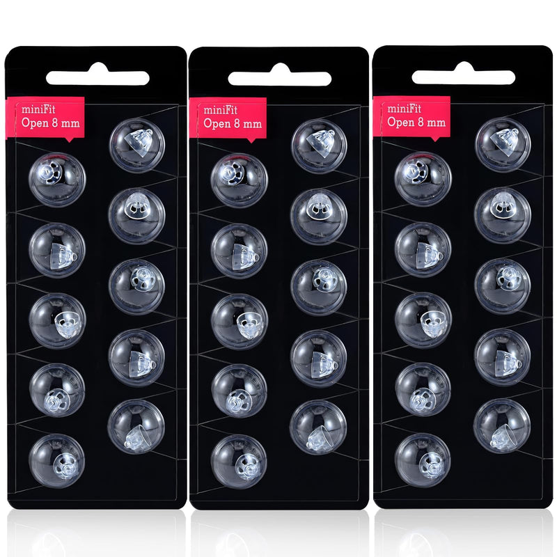 OUZHOU Hearing Aid Domes for Oticon Replacements, 3 Pack/30pcs 8mm Hearing Aid Domes Open Domes, Universal Silicone Hearing Aid Accessories Compatible with Oticon MiniFit 30Pcs Open