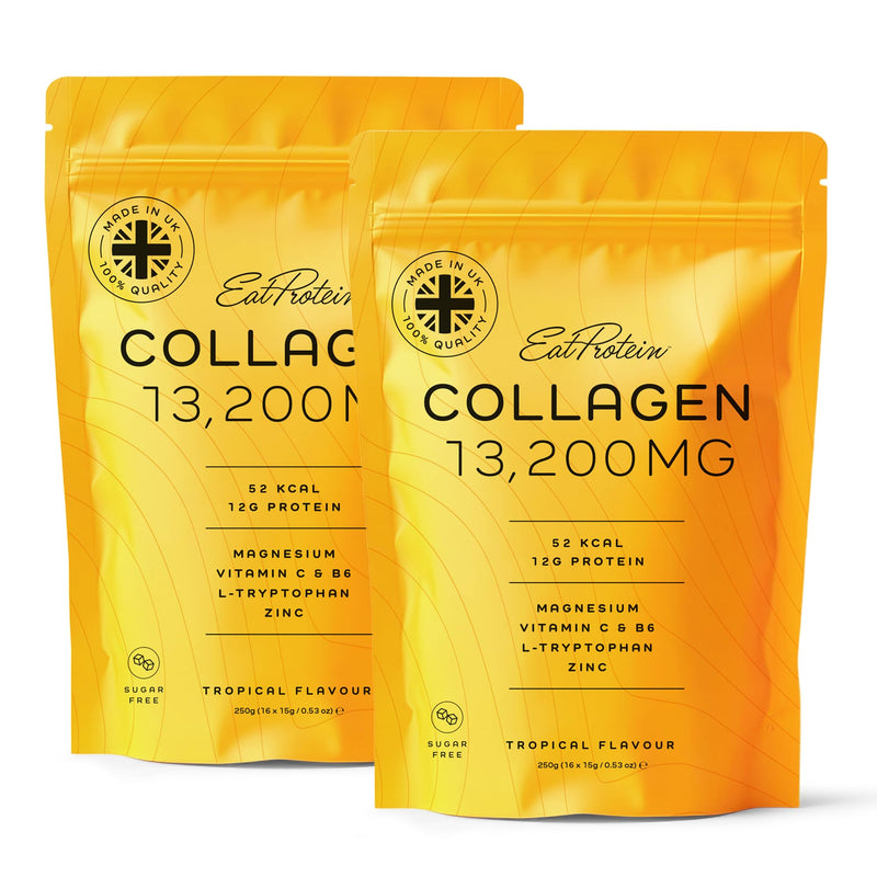 Hydrolyzed Collagen Juice (1 Month Supply) | 13,200mg Type 1&3 Collagen | Powered by Zinc, Vit C, B6 & Magnesium | 12g Protein | 32x Servings - Tropical Fruits Flavour 500g