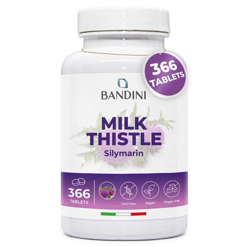 Bandini® Milk Thistle 366 Tablets, High Strength Silymarin Supplement | Supports Liver & Digestive Health | 100% Vegan, Non-GMO, Gluten-Free | Traditional Herbal Remedy 366 units (pack of 1)