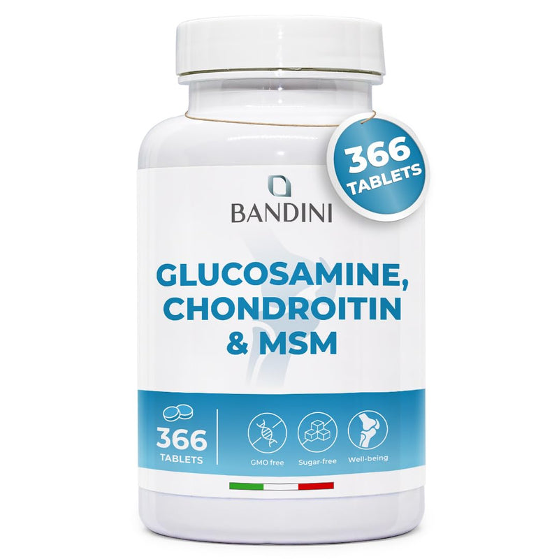 Bandini® Glucosamine Chondroitin + MSM & Vitamin C | 366 Tablets for 6 Months | Complex Formula with 600mg Glucosamine, 100mg Chondroitin & MSM per Daily dose | High Dosage