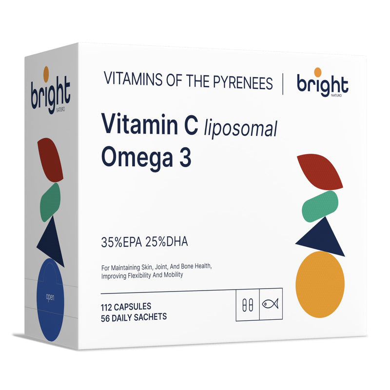 Liposomal Vitamin C, Omega 3 TG Ultra - SmartAbsorb™ | for Immunity, Brain Function & Nervous System | 56 Daily sachets OVC