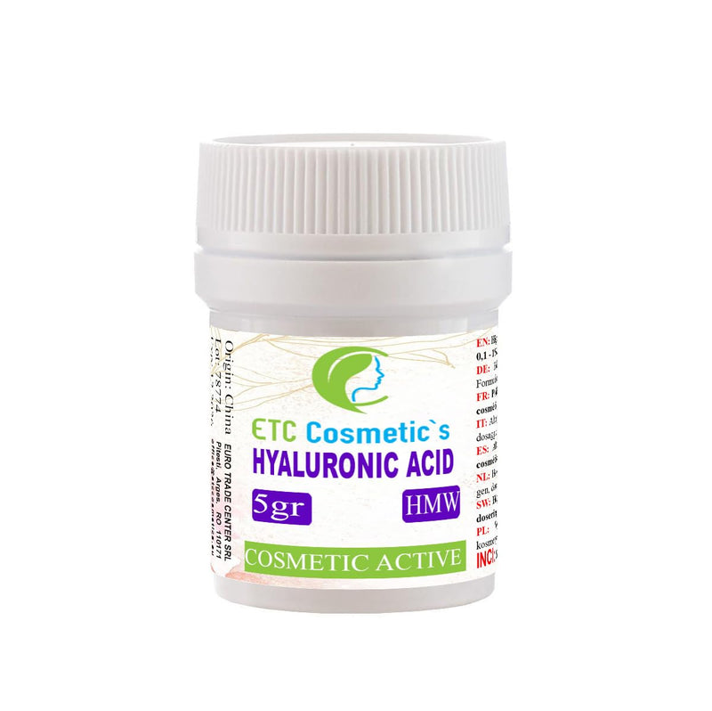 HYALURONIC Acid Powder - 5g HMW (HIGH Molecular Weight) 100% Natural and Strong Anti-Aging, Anti-Wrinkle Filler