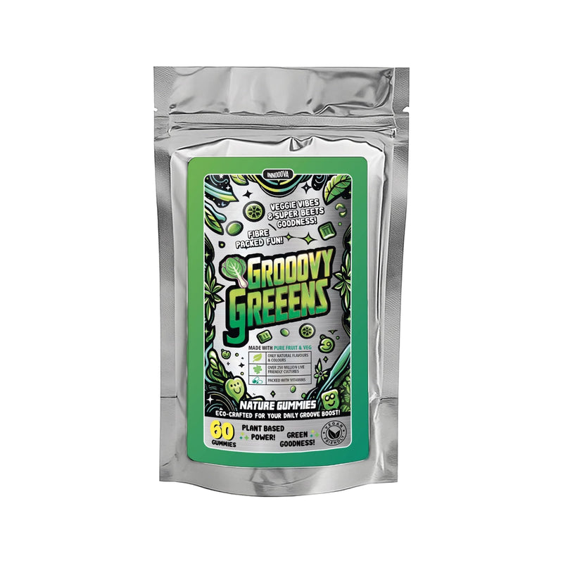 Grooovy Greeens Gummies, Super Greens with Probiotics, Fruit & Vegetable Extracts for Gut Health, Digestion & Energy, Vegan & Gluten Free, Natural Orange & Lemon Flavour x 60 Gummies