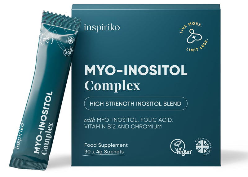 Inspiriko 5-in-1 Myo-Inositol Powder 4000mg with Folate, Chromium, Vitamin B6 & B12-30 Vegan, 1-a-Day Myo Inositol Powder Sachets, Made in UK Unflavoured 125 g (Pack of 1)